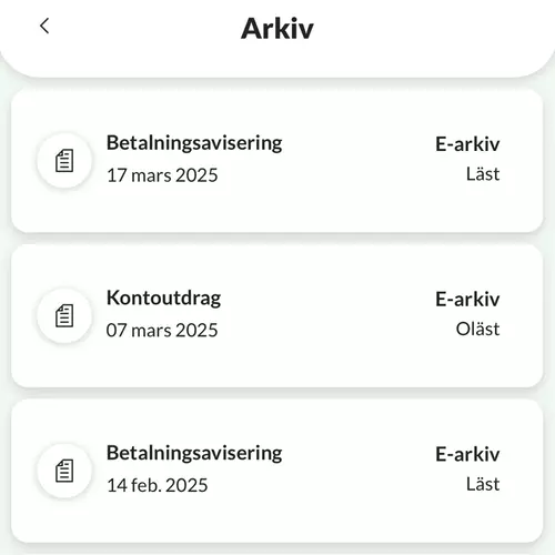 I dokumentarkivet finns dokument som betalningsaviseringar