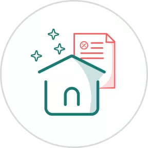 Ikon på ett dokument och ett hus