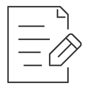 En ikon av en enkät. Penna och papper.