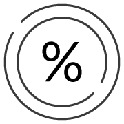 En ikon av två cirklar med procenttecken